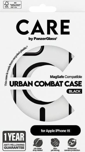 Заштитна маска за телефон Urban Combat MagSafe за iPhone 15, против удари, проѕирна