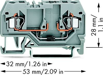 Bllok terminal Wago 280-915 281-411, 2 përçues, 2.5mm², gri
