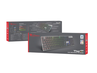 Tastierë lojrash Genesis Thor 420, Slim Content Blue, RGB, e zezë