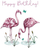 Kartolinë urimi Clear Creations CL0302 Birthday Flamingos, me kristale Swarovski, katrore, rozë