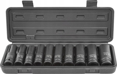 Set çelësa goditës Rockforce Long, 10 copë 1/2", 10-24mm, i zi