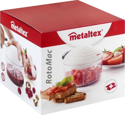 Grirës perimesh Metaltex Rotomac, manual, teh çelik inox, i bardhë
