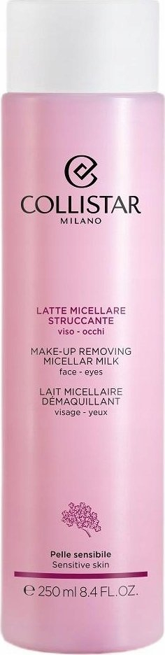 Qumësht micelar për pastrim fytyre Collistar Face Care, heqës makeup-i, 250 ml