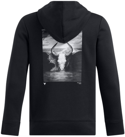 Дуксер со капуљача Under Armour Project Rock Rival Kids, за деца, црн