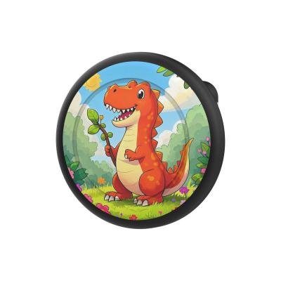 Kuti mbrojtëse Hurtel AirTag Badge Case, silikon, me dinosaur, e zezë