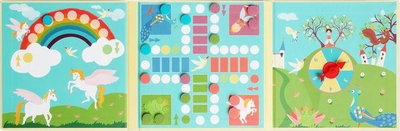 Loja magnetike Ludo Scratch Unicorns, me spinner, dizajn njëbrirësh, shumëngjyrëshe