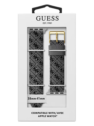 Rrip Guess Quattro G CS2001S2, për Apple Watch, 38-41 mm, i hirtë