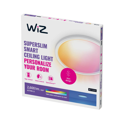 Plafonierë WiZ SuperSlim LED Ceiling Light, 42cm, RGBW, e bardhë