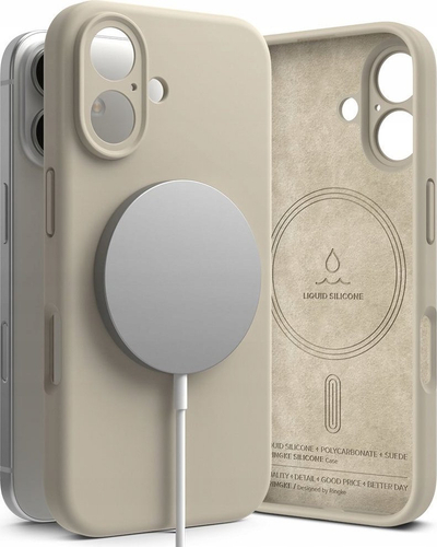 Maskë telefoni Ringke Silicone Magnetic MagSafe Stone për iPhone 16, silikon, magnetike, bezhë