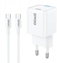 Karikues muri Bwoo GaN PD 30W, USB C, kabllo C në C 60W, i bardhë