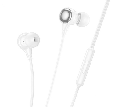 Kufje me kabllo Hoco M116 Benevolent, in ear, 1.2m, të bardha