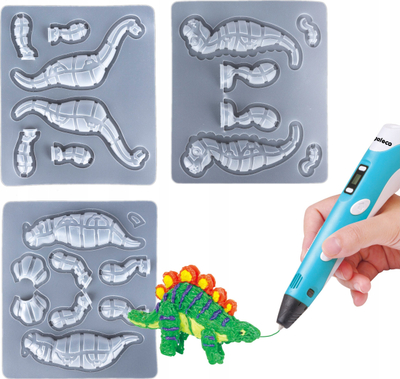 Set forma plastike 3D Dinosaur World, 9 copa, transparente