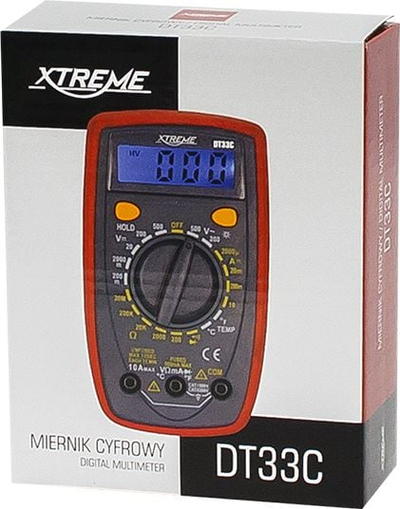 Multimetër Xtreme DT33C me ekran LCD, matje DC/AC, portokalli