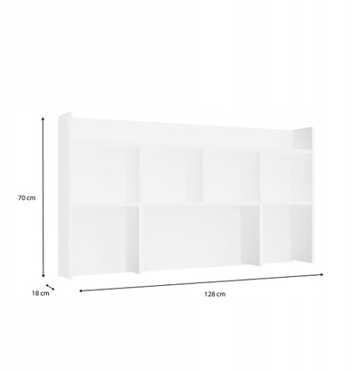 Organizues tavoline Kuba Desk Topper, 130 cm, 5 rafte, i bardhë mat