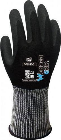 Ракавици за работа Wonder Grip WG-510 Oil, двоен нитрил, големина 8 M, црна