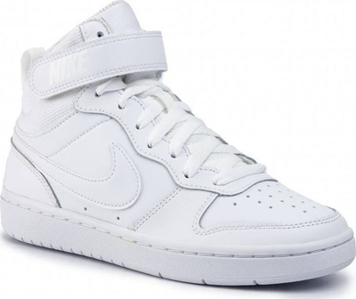 Atlete për djem Nike Court Borough 2 Mid, lëkurë, taban gome, të bardha