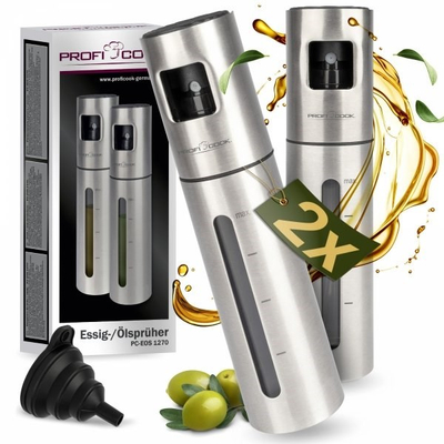 Spërkatës për vaj dhe uthull ProfiCook PC-EOS 1270, 2 copë, 100 ml, inoks