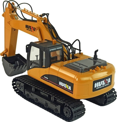 Lodër eskavator me zinxhir H-Toys 1535, me komandë R/C 1:14, 2.4GHz, i verdhë