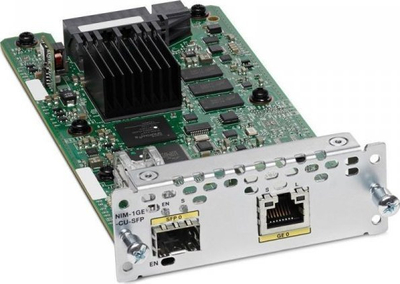 Modul rrjeti Cisco NIM-1GE, 1x GE WAN, RJ45 dhe SFP, i bardhë