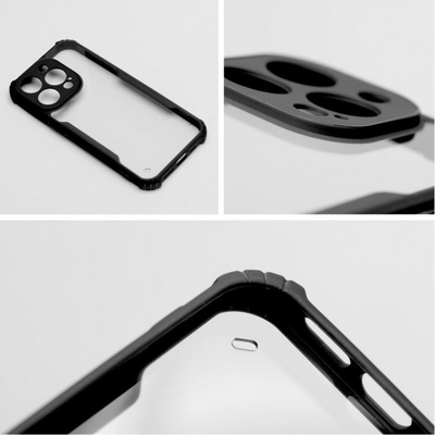 Futrollë mbrojtëse Anti-Drop për iPhone 12, kënde të përforcuara, mbrapa transparente, e zezë