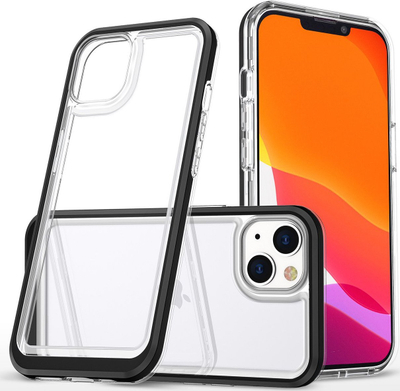 Mbrojtëse telefoni Hurtel Clear 3in1, për iPhone 14, silikon, me kornizë të zezë