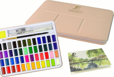 Set bojra uji Leantoys Artist, 48 ngjyra, kuti metalike rozë