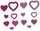 Set dekorativ zemra me shkëlqim Galeria Hobby Glitter Hearts, 88 copa, të kuqe edhe rozë