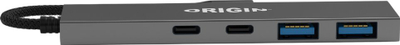 HUB USB Origin Storage OS-HUB-USB3/C, 4 porta, 2x USB 3.2 edhe 2x Type C, gri