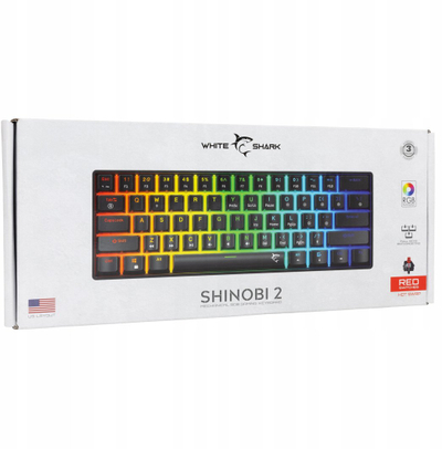 Tastierë gaming White Shark Shinobi Red, mekanike, me kabllo, me ndriçim RGB, e zezë