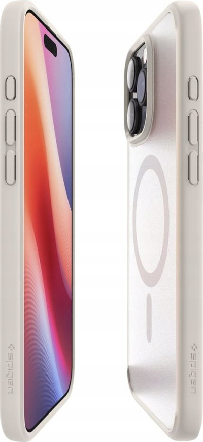 Mbulesë telefoni Spigen Ultra Hybrid MagSafe për iPhone 16 Pro, efekt Frost, Natural Titanium