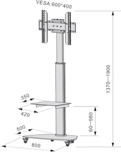 Mbajtëse TV-je me rrota Techly ICA-TR3SL, 37'' - 70''