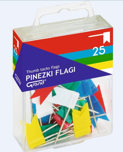 Set gjilpërash Grand Pin Flag, 25 copë