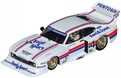 Makinë gare Carrera Ford Capri Zakspeed Turbo Lili Reisenbichler No.4, për pista slot, e bardhë