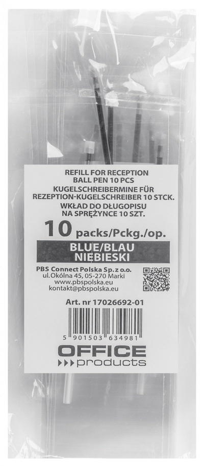 Refill për stilolaps OFFICE PRODUCTS, majë 0.7 mm, 10 copë, bojë blu