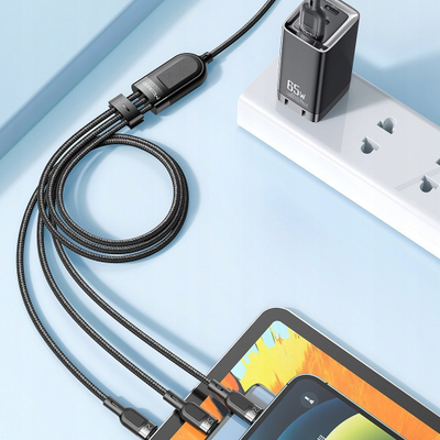 Kabllo karikimi Mcdodo CA-0930 3in1, USB-C Lightning Micro USB, 6A 65W, 1.2m, e zezë