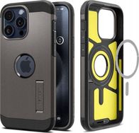 Mbajtëse telefoni Spigen Tough Armor MagFit për iPhone 16 Pro Max, me kickstand, kompatibile MagSafe, gri metalike