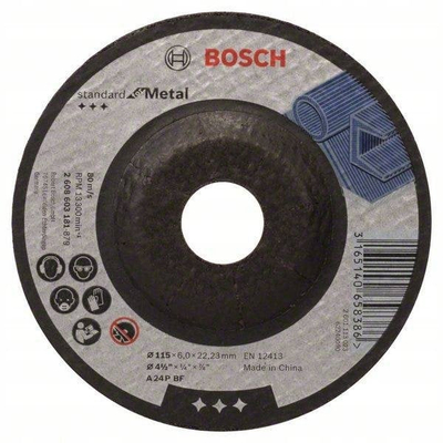 Disk bluarës për metal Bosch, 180mm, granulë 24