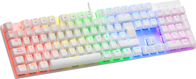 Tastierë mekanike Mars Gaming MK422WR, me drita RGB, madhësi e plotë, e bardhë