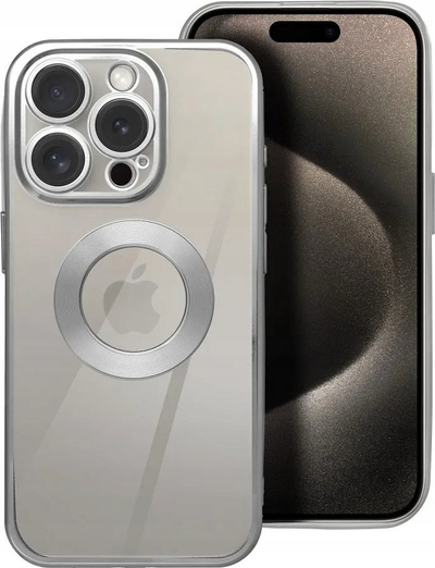 Mbrojtëse telefoni OEM Glam Case, për iPhone 16 Pro, transparente, argjendtë