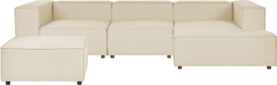 Divan këndi APRICA, 3 vende, modular me ottoman, bezhë