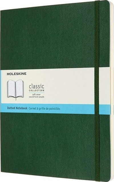 Bllok shënimesh Moleskine Classic Dotted, kapak i butë, 19 x 25 cm, jeshile Myrtle