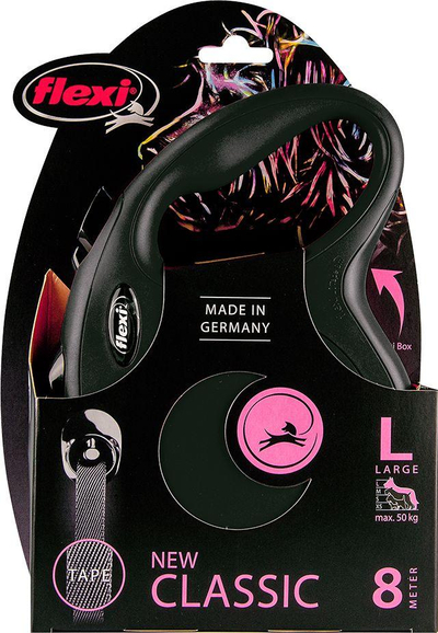 Zinxhir Flexi New Classic Lanyard L, 8 m, e zezë