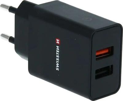 Karikues udhëtimi Swissten Travel, 2x USB QC 3.0, 23W, i zi