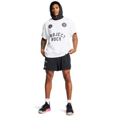 Bluzë me kapuç për meshkuj Under Armour Project Rock Icon BOH, mëngë të shkurtra, e bardhë