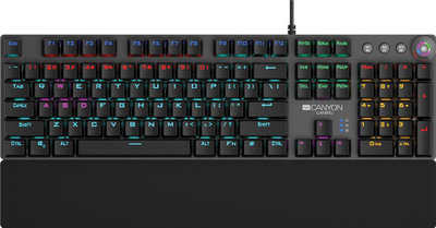 Tastierë gaming Canyon Nightfall, mekanike, USB, me ndriçim RGB, e zezë gri