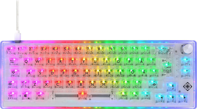 Tastierë gaming DELTACO GAM-160-T-CH, me kabllo USB, dritë RGB, e bardhë transparente