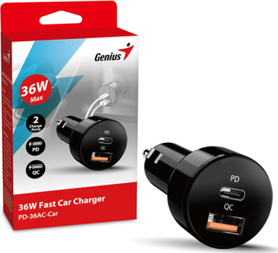 Karikues makine Genius PD-36AC-Car, 36W, USB-C dhe USB-A, i zi
