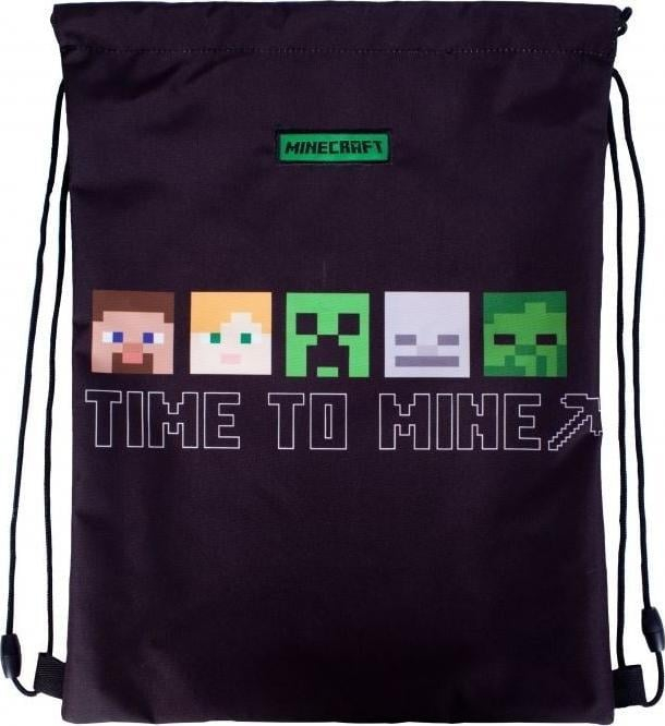 Çantë këpucësh ASTRA Minecraft Alex dhe Steven, dizajn me personazhe, e zezë