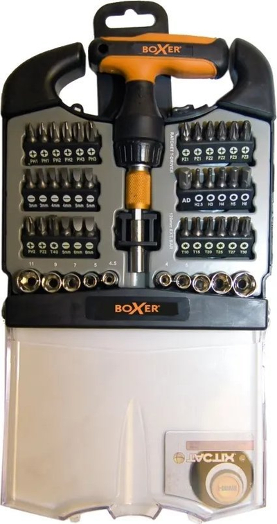 Set kaçavidash me bit dhe çelësa Boxer X48, 48 pjesë, 4.5-12mm, portokalli me të zi