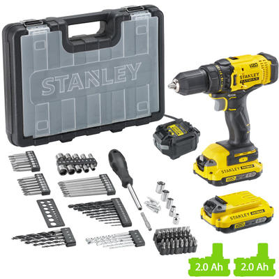 Set trapan vidhosës Stanley Fatmax V20 18V, 2 bateri 2.0Ah, me aksesorë